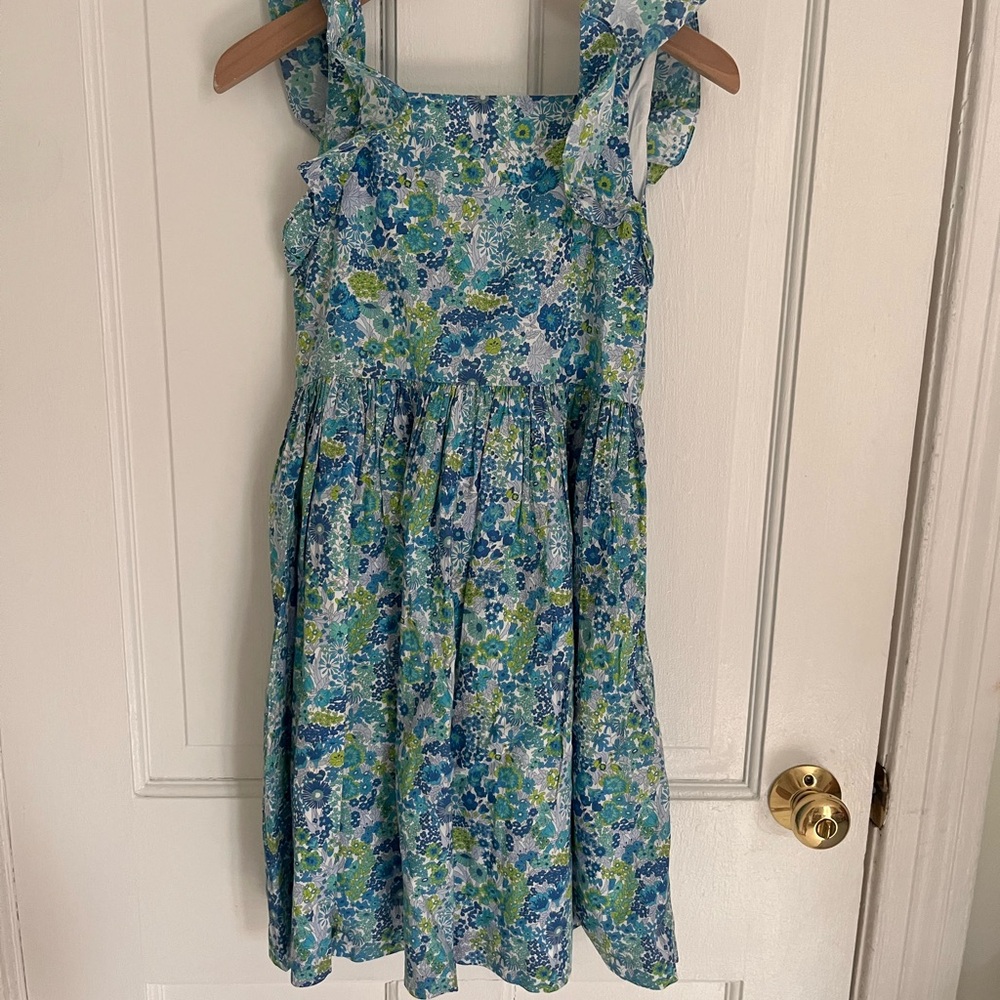 Floral Blue and Green Kids Dress